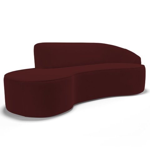 Sofá Living 4 Lugares 280cm Braço Direito Mozart D06 Veludo Vermelho - Mpozenato