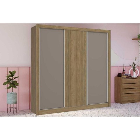 Guarda Roupas 3 Portas de Correr e 2 Gavetas M570 Fendi/nogueira/fendi - Kappesberg