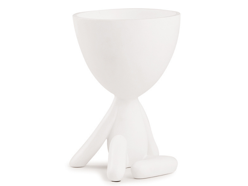Cachepot Vaso Branco Decorativo Poliresina Robert Sentado - 1