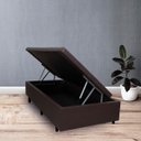 Ver imagem 5 de Cama Box Baú Solteiro Blindada Corino Linho Marrom 88x188 BeG Colchões