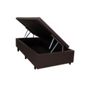 Ver imagem 1 de Cama Box Baú Solteiro Blindada Corino Linho Marrom 88x188 BeG Colchões