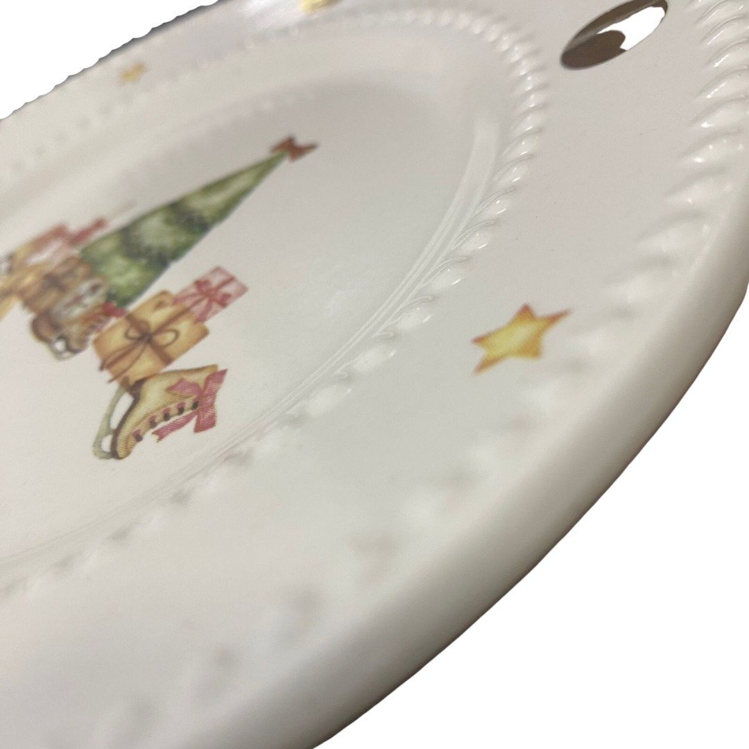 Prato de Sobremesa Natalino de Porcelana Rena 20x20 Cm | Udi0024 - 2