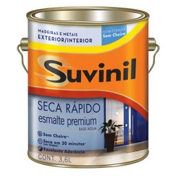 Tinta Esmalte Suvinil Seca Rápido Brilho Base Água 3,6L Preto - 2