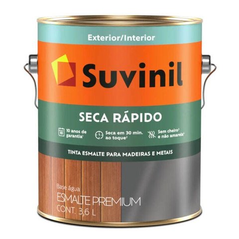 Tinta Esmalte Suvinil Seca Rápido Brilho Base Água 3,6L Amarelo Ouro