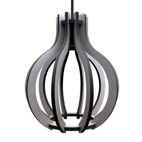 Luminária Lustre Pendente Caroá Pequim P Madeira Teto Sala Quarto Cozinha Balcão Cinza