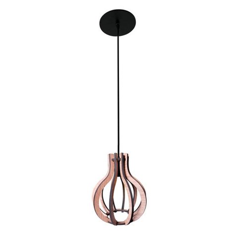 Luminária Lustre Pendente Caroá Pequim P Madeira Teto Sala Quarto Cozinha Balcão Marrom