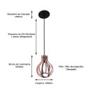 Ver imagem 2 de Luminária Lustre Pendente Caroá Pequim P Madeira Teto Sala Quarto Cozinha Balcão Marrom