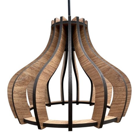 Luminária Lustre Pendente Caroá Moscou 15H Madeira Teto Sala Quarto Cozinha Balcão Marrom