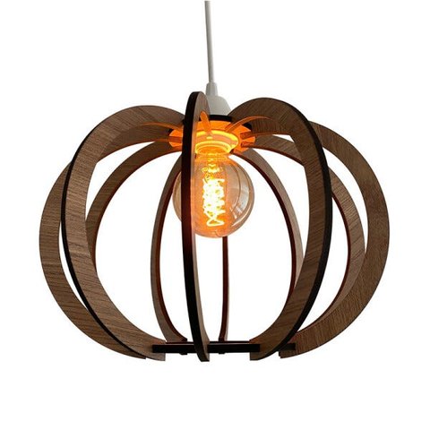 Luminária Lustre Pendente Caroá New York Dia Madeira Teto Sala Quarto Cozinha Balcão Marrom