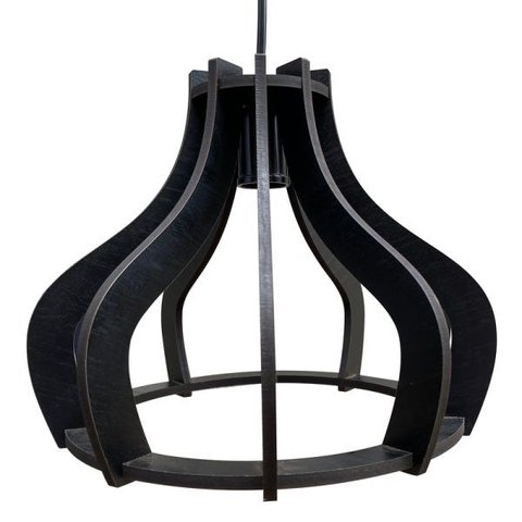 Luminária Lustre Pendente Caroá Moscou 10H Madeira Teto Sala Quarto Cozinha Balcão Preto