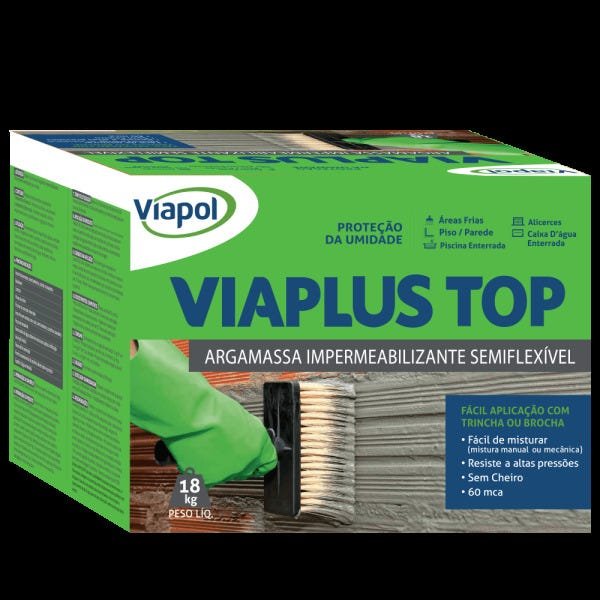 Argamassa Impermeabilizante Viapol Viaplus Top Cinza 18kg - 1