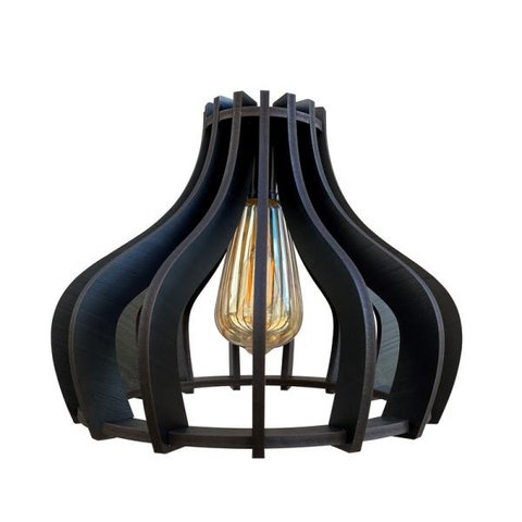 Luminária Lustre Pendente Caroá Moscou 15H Madeira Teto Sala Quarto Cozinha Balcão Preto