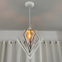 Ver imagem 2 de Luminária Pendente Madeira Caroá Diamante Teto Sala Quarto Cozinha Balcão Branco