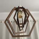 Ver imagem 4 de Luminária Pendente Madeira Caroá Hexágono Teto Sala Quarto Cozinha Balcão Marrom