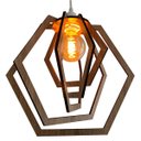 Ver imagem 1 de Luminária Pendente Madeira Caroá Hexágono Teto Sala Quarto Cozinha Balcão Marrom