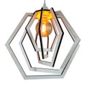 Ver imagem 1 de Luminária Pendente Madeira Caroá Hexágono Teto Sala Quarto Cozinha Balcão Branco