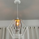 Ver imagem 2 de Luminária Pendente Madeira Caroá Hexágono Teto Sala Quarto Cozinha Balcão Branco