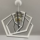 Ver imagem 3 de Luminária Pendente Madeira Caroá Hexágono Teto Sala Quarto Cozinha Balcão Branco