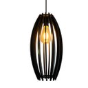 Ver imagem 1 de Luminária Lustre Pendente Madeira Caroá Dubai 40cm Teto Mesa Sala Ilha Cozinha Balcão Preto