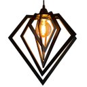Ver imagem 1 de Luminária Pendente Madeira Caroá Diamante Teto Sala Quarto Cozinha Balcão Preto