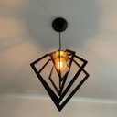 Ver imagem 2 de Luminária Pendente Madeira Caroá Diamante Teto Sala Quarto Cozinha Balcão Preto