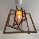 Ver imagem 3 de Luminária Pendente Madeira Caroá Quadrado Teto Sala Quarto Cozinha Balcão Marrom