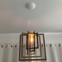 Ver imagem 2 de Luminária Pendente Madeira Caroá Quadrado Teto Sala Quarto Cozinha Balcão Marrom
