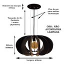 Ver imagem 3 de Luminária Lustre Pendente Madeira Caroá Londres 40cm Teto Mesa Sala Ilha Cozinha Balcão Preto