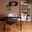 Ver imagem 4 de Luminária Lustre Pendente Madeira Caroá Londres 40cm Teto Mesa Sala Ilha Cozinha Balcão Preto