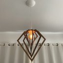 Ver imagem 2 de Luminária Pendente Madeira Caroá Diamante Teto Sala Quarto Cozinha Balcão Marrom