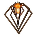 Ver imagem 1 de Luminária Pendente Madeira Caroá Diamante Teto Sala Quarto Cozinha Balcão Marrom