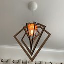 Ver imagem 3 de Luminária Pendente Madeira Caroá Diamante Teto Sala Quarto Cozinha Balcão Marrom