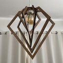 Ver imagem 4 de Luminária Pendente Madeira Caroá Diamante Teto Sala Quarto Cozinha Balcão Marrom
