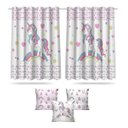 Ver imagem 1 de Cortina Infantil Quarto Unicórnio Mod 6 + 3 Capas Almofada