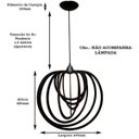 Ver imagem 3 de Luminária Lustre Pendente Caroá Circulo G Teto Sala Cozinha Mesa Jantar Moderno Preto