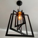 Ver imagem 2 de Luminária Pendente Madeira Caroá Retângulo Teto Sala Quarto Cozinha Balcão Preto