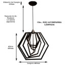 Ver imagem 3 de Luminária Lustre Pendente Caroá Hexágono G Teto Sala Cozinha Mesa Jantar Moderno Preto