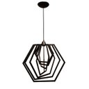 Ver imagem 2 de Luminária Lustre Pendente Caroá Hexágono G Teto Sala Cozinha Mesa Jantar Moderno Preto