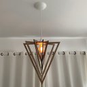 Ver imagem 2 de Luminária Pendente Madeira Caroá Pirâmide Teto Sala Quarto Cozinha Balcão Marrom