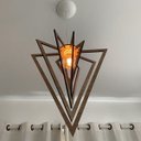 Ver imagem 3 de Luminária Pendente Madeira Caroá Pirâmide Teto Sala Quarto Cozinha Balcão Marrom