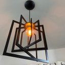 Ver imagem 3 de Luminária Pendente Madeira Caroá Quadrado Teto Sala Quarto Cozinha Balcão Preto