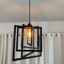 Ver imagem 2 de Luminária Pendente Madeira Caroá Quadrado Teto Sala Quarto Cozinha Balcão Preto