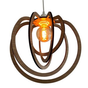 Luminária Pendente Madeira Caroá Circulo Teto Sala Quarto Cozinha Balcão Marrom