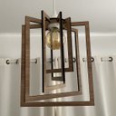 Ver imagem 4 de Luminária Pendente Madeira Caroá Retângulo Teto Sala Quarto Cozinha Balcão Marrom