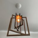 Ver imagem 3 de Luminária Pendente Madeira Caroá Retângulo Teto Sala Quarto Cozinha Balcão Marrom