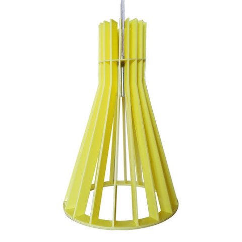 Luminária Lustre Pendente Acrílico Caroá Singapura Sala Quarto Cozinha Balcão Amarelo