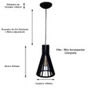 Ver imagem 3 de Luminária Lustre Pendente Acrílico Caroá Singapura Sala Quarto Cozinha Balcão Preto