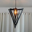Ver imagem 2 de Luminária Pendente Madeira Caroá Pirâmide Teto Sala Quarto Cozinha Balcão Preto