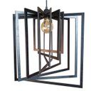 Ver imagem 1 de Luminária Lustre Pendente Caroá Quadrado G Teto Sala Cozinha Mesa Jantar Moderno Preto