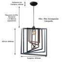 Ver imagem 3 de Luminária Lustre Pendente Caroá Quadrado G Teto Sala Cozinha Mesa Jantar Moderno Preto